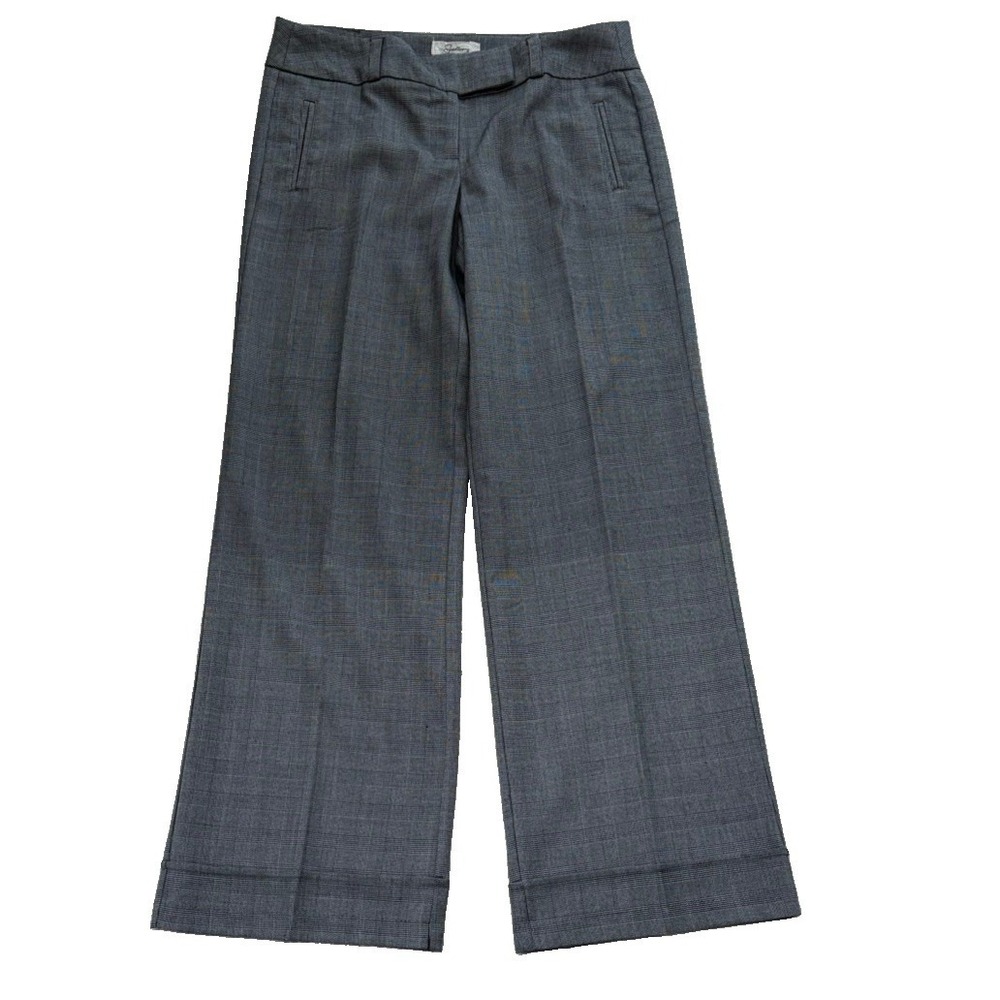 Womens Black & White Plaid Wide Leg Flare Pants  Cuffed Size 7 Y2K Grunge Cyber
